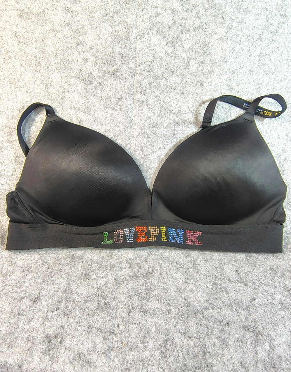 Victoria Secret PINK Bra Rhinestone Logo Size 38B